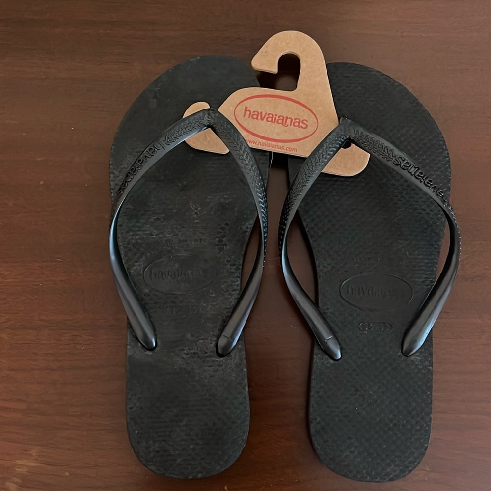 Havaianas women’s flip flop, black, women’s 5.5/6, 35/36